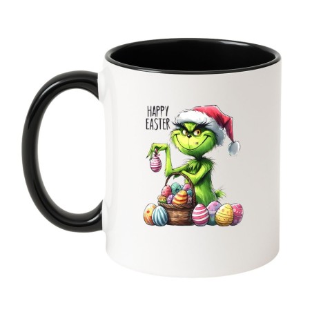 Kubek biało-czarny 330 ml z zabawną ilustracją wielkanocną – śmieszny prezent