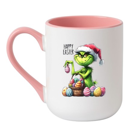 Kubek elegancki biało-różowy 330 ml z motywem świątecznym – śmieszny kubek na prezent