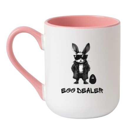 Kubek elegancki biało-różowy 330 ml z oryginalnym wzorem królika – must-have dla fanów kawy