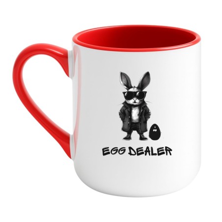 Kubek elegancki biało-czerwony 330 ml z zabawnym obrazkiem – śmieszny prezent