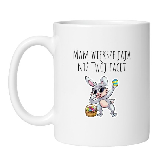 Śmieszny kubek biały 330 ml z zabawną ilustracją i chamskim nadrukiem, świetny na prezent bez cenzury