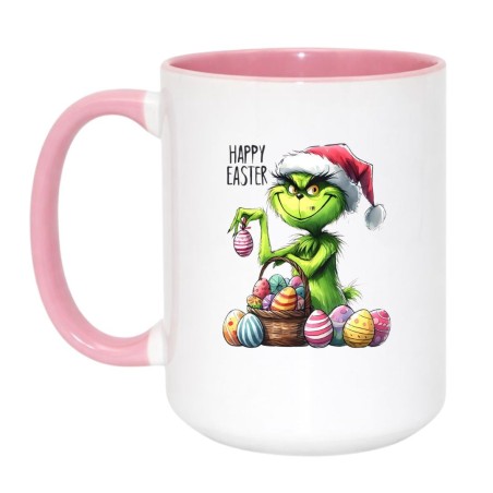 Kubek duży biało-różowy 450 ml z kolorową ilustracją – must-have dla miłośników kawy