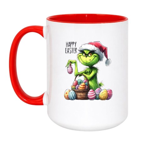 Kubek duży biało-czerwony 450 ml z zabawnym świątecznym nadrukiem – prezent do pracy