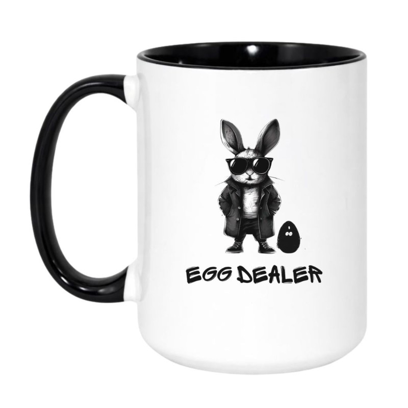 Kubek duży biało-czarny 450 ml z humorystyczną grafiką – doskonały gadżet do pracy