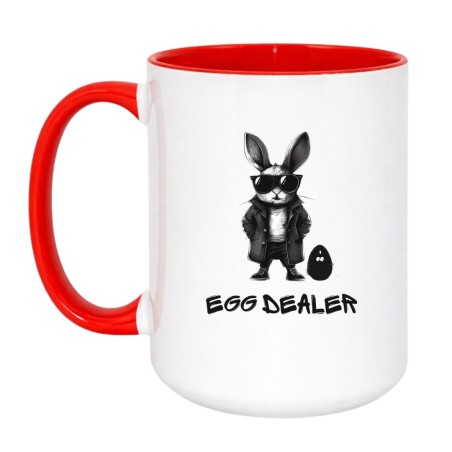 Kubek duży biało-czerwony 450 ml z humorystyczną ilustracją – świetny dla biura